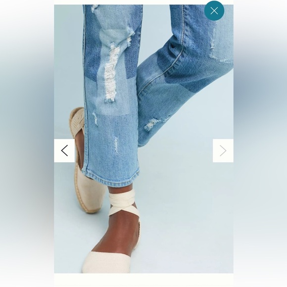 7 For All Mankind Edie High-Rise Patchwork Straight Ankle blue jeans sz 26 - Picture 5 of 13